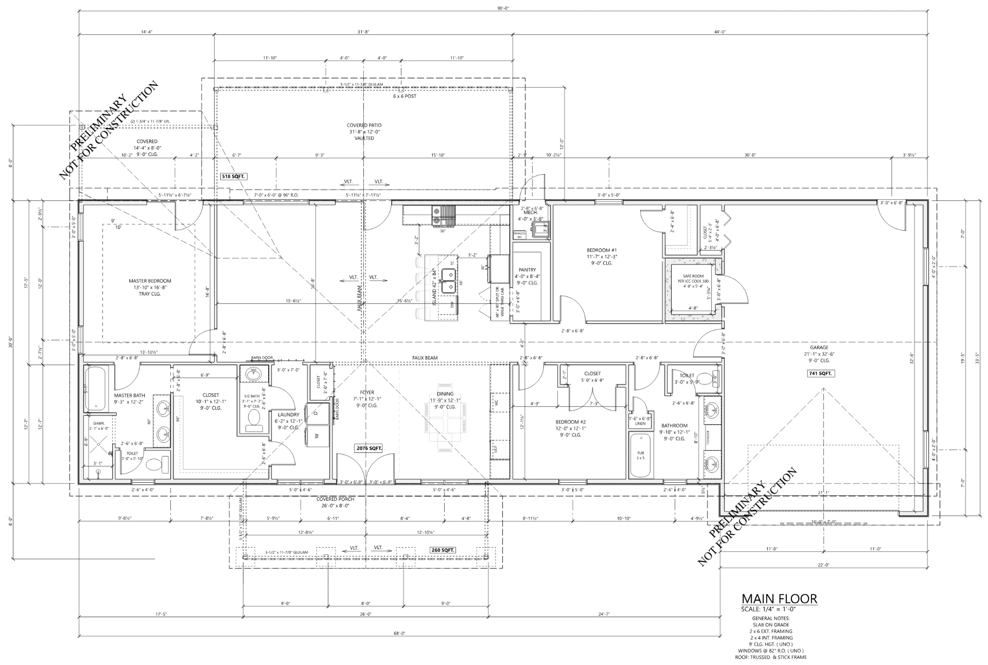 Main-floor architectural plan for a Midwest Custom Homes custom home.