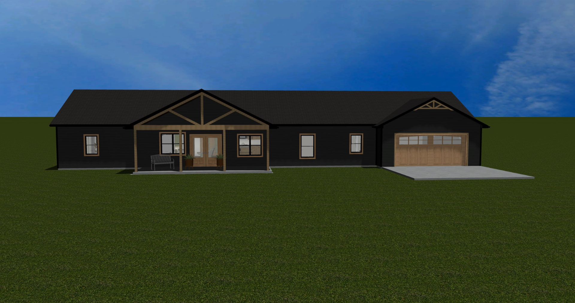 Front elevation concept rendering for a Midwest Custom Homes custom home.